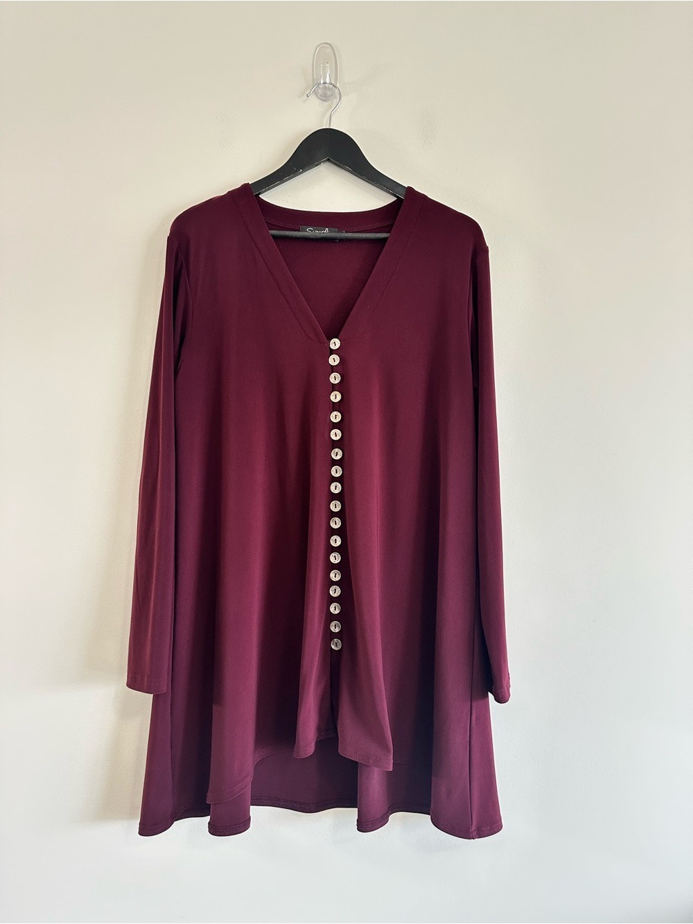 Sympli Duo Diva Tunic Top Size 16 Burgundy - Picture 2 of 8